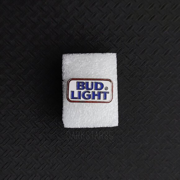 Vintage Bud Light White Blue and Red Logo Enamel Pin With Rubber Backing - Picture 1 of 5